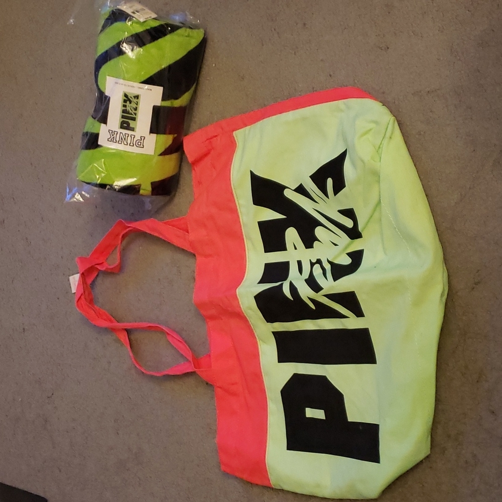 VS Pink Rare Retro 2 Tone Tote and Towel SET